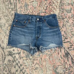 Levi's Distressed Blue Denim Shorts